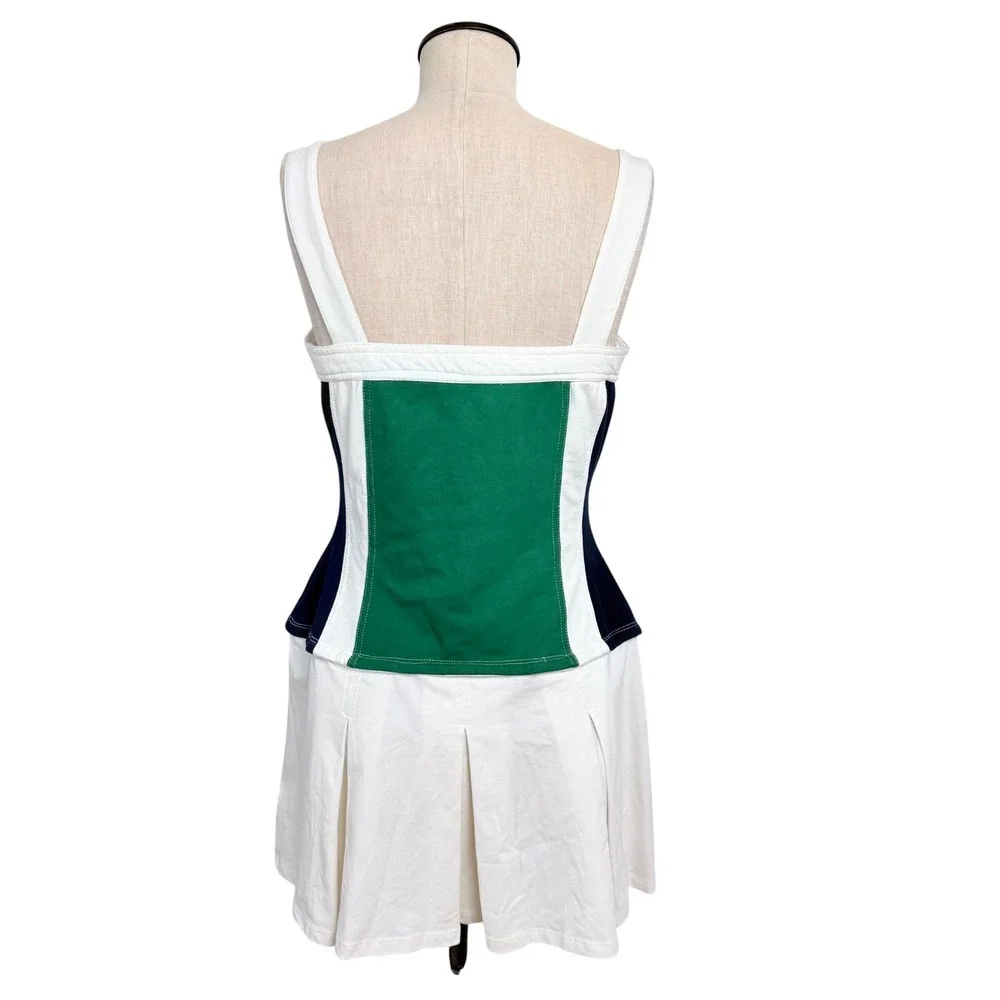Daily Practice Anthropologie Colorblock Tennis Dress Green Navy White Small